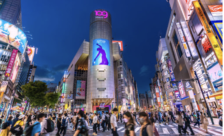 Shibuya Scramble Crossing at dusk